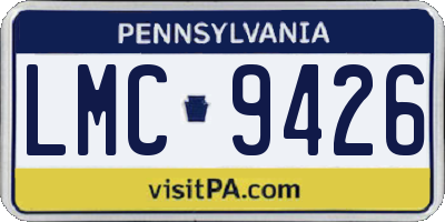 PA license plate LMC9426