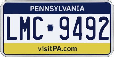 PA license plate LMC9492