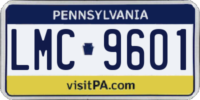 PA license plate LMC9601