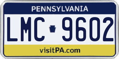 PA license plate LMC9602