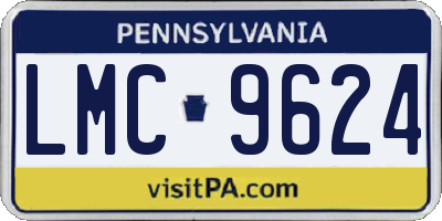PA license plate LMC9624