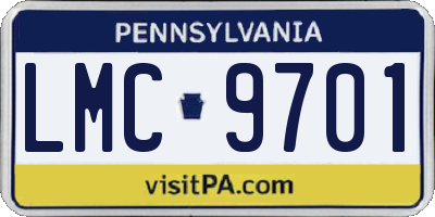 PA license plate LMC9701
