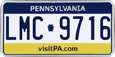 PA license plate LMC9716