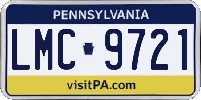 PA license plate LMC9721