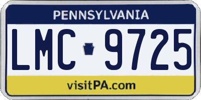 PA license plate LMC9725