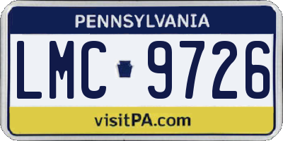 PA license plate LMC9726