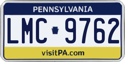 PA license plate LMC9762