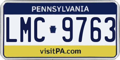 PA license plate LMC9763