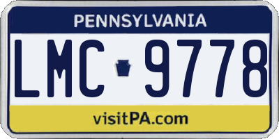 PA license plate LMC9778