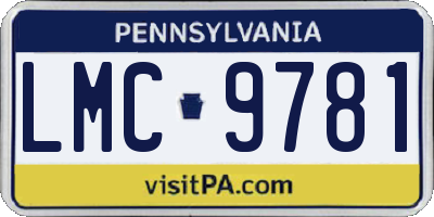 PA license plate LMC9781