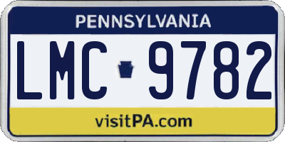 PA license plate LMC9782