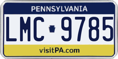 PA license plate LMC9785
