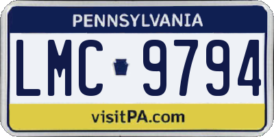 PA license plate LMC9794