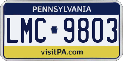 PA license plate LMC9803