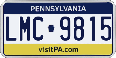 PA license plate LMC9815