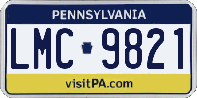 PA license plate LMC9821