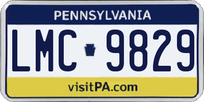 PA license plate LMC9829