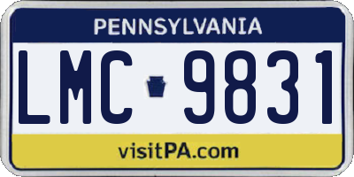 PA license plate LMC9831