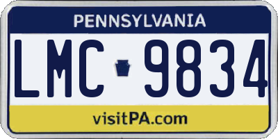 PA license plate LMC9834