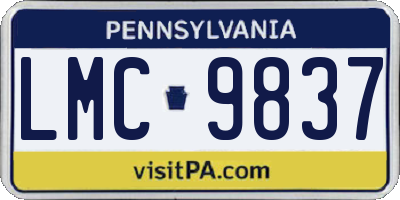 PA license plate LMC9837