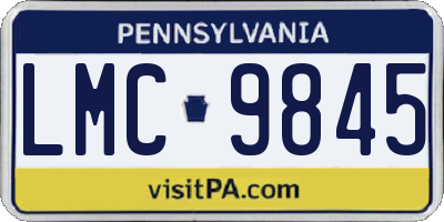 PA license plate LMC9845