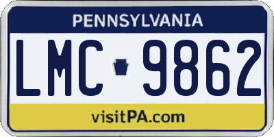 PA license plate LMC9862