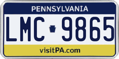PA license plate LMC9865