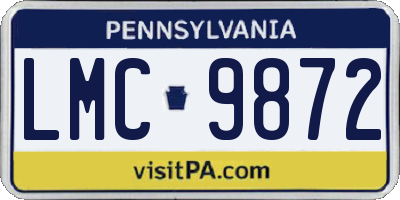 PA license plate LMC9872