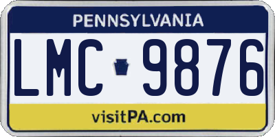 PA license plate LMC9876
