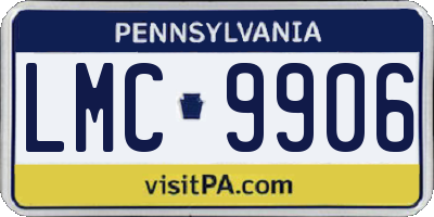 PA license plate LMC9906