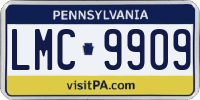 PA license plate LMC9909