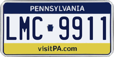 PA license plate LMC9911