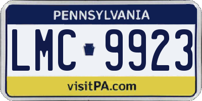 PA license plate LMC9923