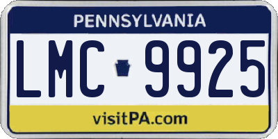 PA license plate LMC9925