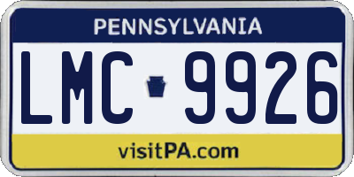 PA license plate LMC9926