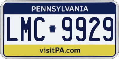 PA license plate LMC9929
