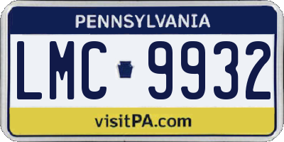 PA license plate LMC9932