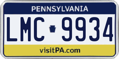 PA license plate LMC9934