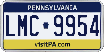PA license plate LMC9954