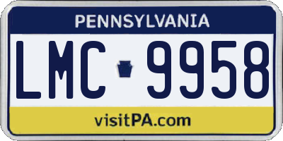 PA license plate LMC9958