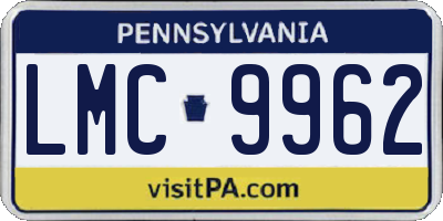PA license plate LMC9962