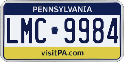 PA license plate LMC9984