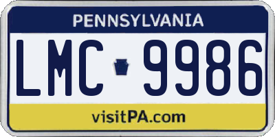 PA license plate LMC9986
