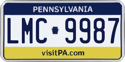 PA license plate LMC9987