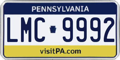 PA license plate LMC9992