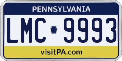 PA license plate LMC9993