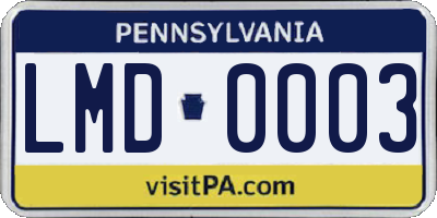 PA license plate LMD0003
