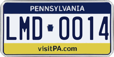 PA license plate LMD0014