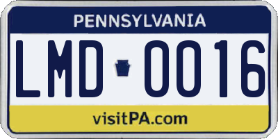 PA license plate LMD0016