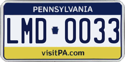 PA license plate LMD0033
